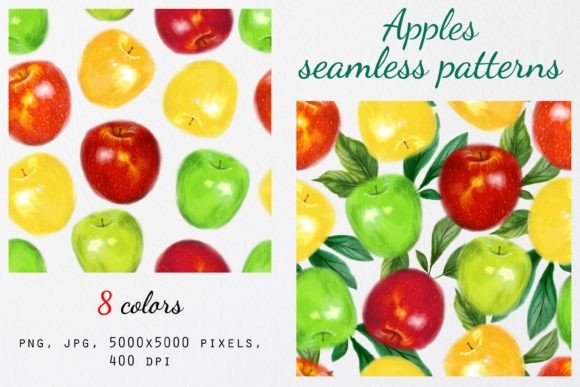 Apples Seamless Patterns Set: Elevating Creative Workflows with Thoughtful, Ready-to-Use Watercolor Design Assets