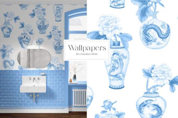 Chinese Porcelain Patterns Posters Set