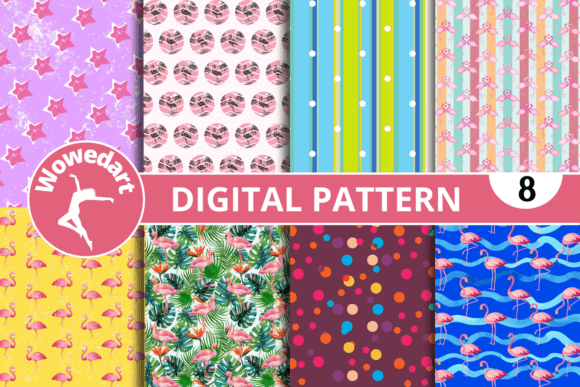 Flamingo Digital Paper Patterns Packs