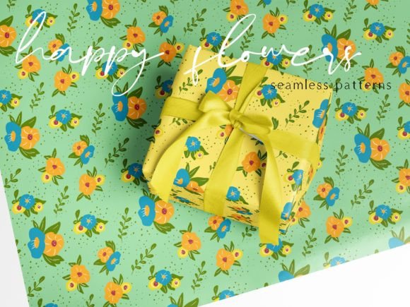 Happy Flowers Pretty Seamless Patterns
