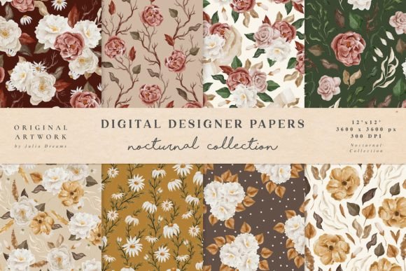 Nocturnal Watercolor Seamless Patterns: Effortless Elegance for Designers and Creators