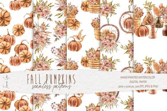 Pumpkin Seamless Patterns Digital Paper