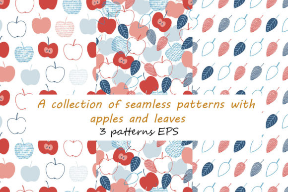 Seamless Patterns with Apples and Leaves