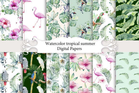 Watercolor Tropical Seamless Patterns: Effortless Design Texture for Creative Projects